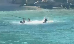 Deniz ortasında sopalı kavga kamerada
