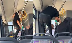 Otobüste tekmeli, yumruklu kavga