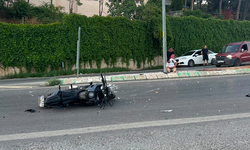 Bursa’da kontrolden çıkan motosiklet yan yattı