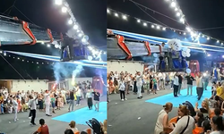 Bursa'da elin ile damat sahneye vinçle indi