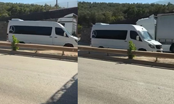 Bursa'da ters şeride giren servis minibüsü tehlike saçtı