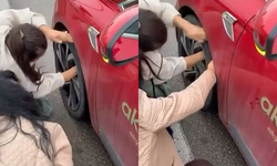 Yola atlayan kedi aracın tekerine sığındı, kurtarma anı kamerada