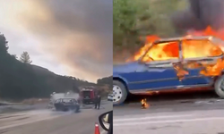 Bursa'da otomobil alevlere teslim oldu