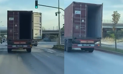 Bursa’da TIR'ın açık kalan dorse kapağı tehlike saçtı