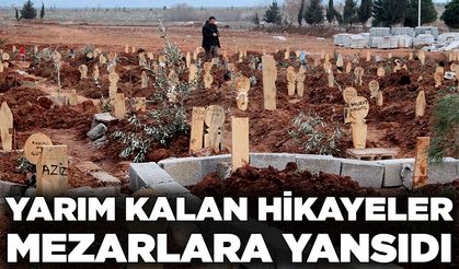 Gaziantep'te depremde ölenlerin mezarları yürekleri burktu