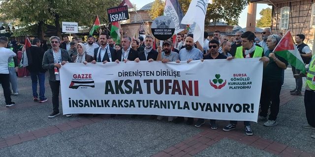 Bursa'da Filistin'e destek yürüyüşü düzenlendi