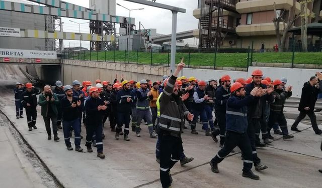 Kocaeli’de Gübretaş’ta işçiler eylem yaptı, sloganlarla yönetim binasına yürüdü