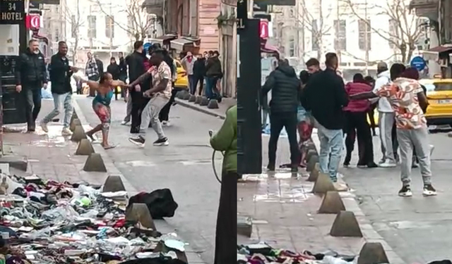 Taksim'de yabancı uyruklular dinlenip tekrar kavga etti