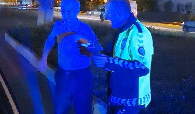Bursa İnegöl ilçesinde polisin alkollü sürücü ile imtihanı