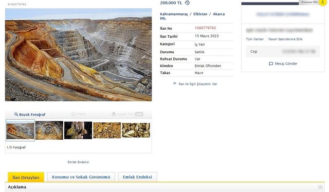 Kahramanmaraş'ta sahibinden satılık ‘altın madeni’ ilanı 