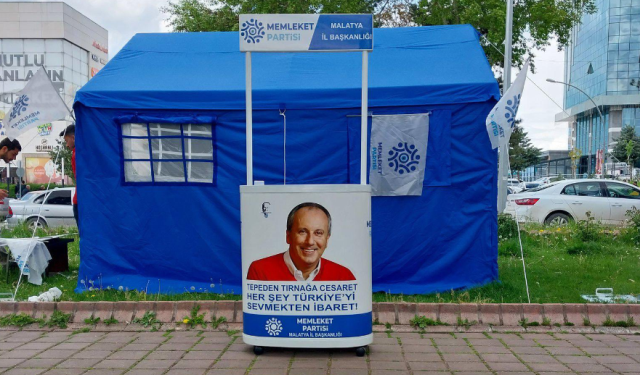 Memleket Partisi'nin Malatya İl Başkanlığı olarak kullanılan çadırı çalındı