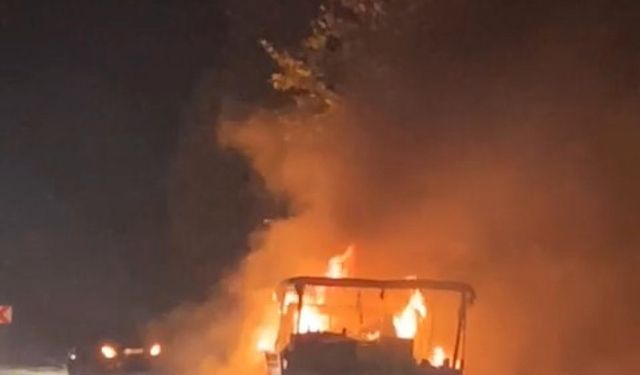 Bursa'da kamyonet alev alev yandı! Ormana sıçramadan söndürüldü