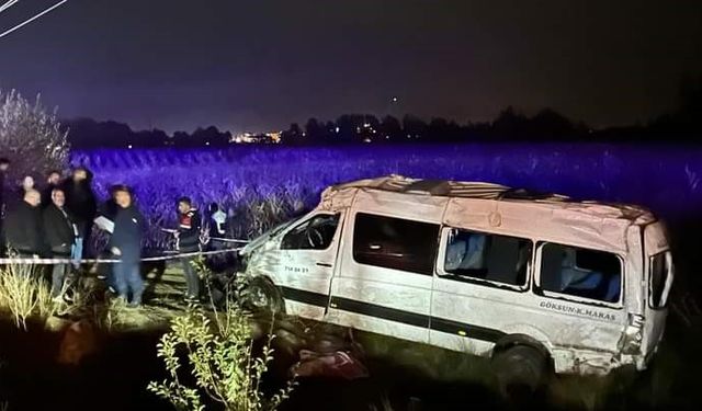 Kahramanmaraş - Göksun arası sefer yapan yolcu minibüsü takla attı: 1 ölü, 13 yaralı