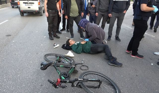 Bursa’da siparişe giden motokurye 13 yaşındaki bisikletli çocuğa çarptı!