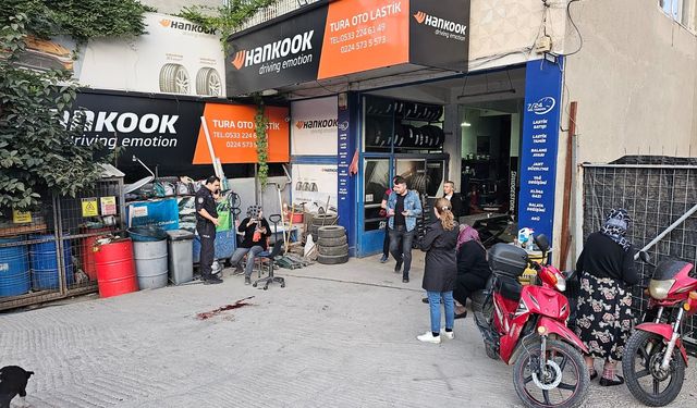 Bursa Orhangazi ilçesinde lastikçi dükkanında kavgada biri bıçakladı diğeri jantla saldırdı