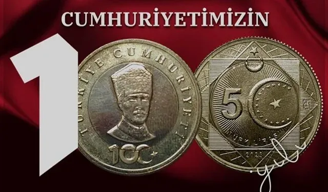 Cumhuriyet'in 100. yılına özel '5 Türk Lirası' hatıra parası