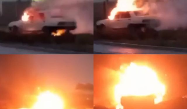Mersin'de Tofaş marka otomobilini yaktı, video çekti