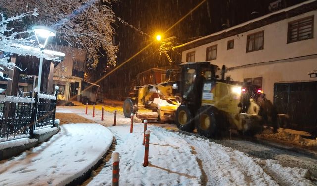 Bursa'da İnegöl Belediyesi kar yağışıyla beraber harekete geçti