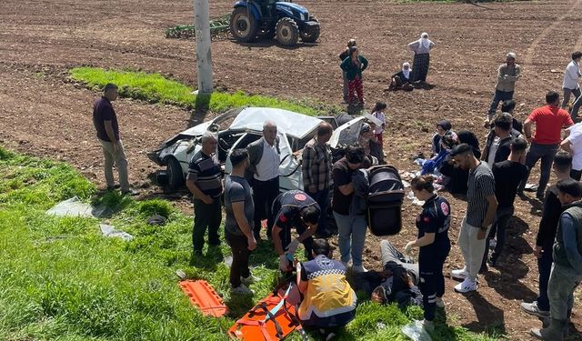 Diyarbakır Bismil ilçesinde otomobil takla attı! 6'sı çocuk, 9 yaralı