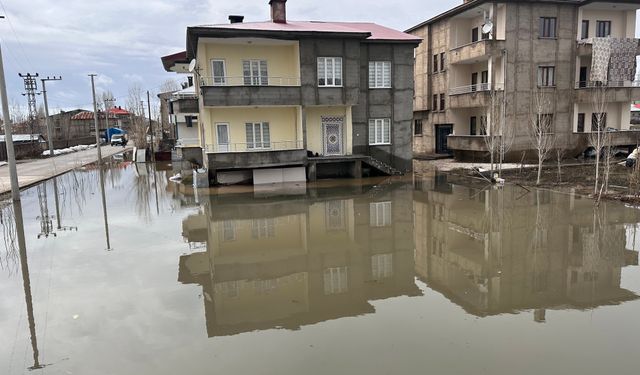 Hakkari Yüksekova ilçesinde sağanak yağışta evler sular altında kaldı