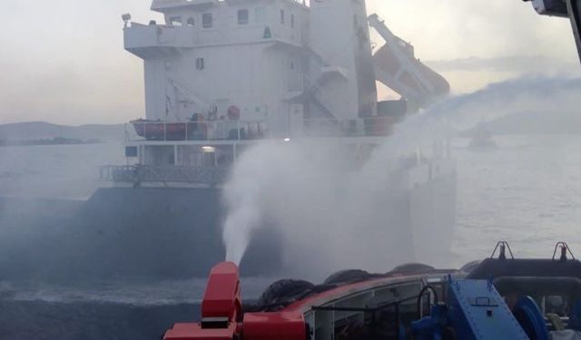 Çanakkale Boğazı’nda kuru yük gemisinde yangın çıktı