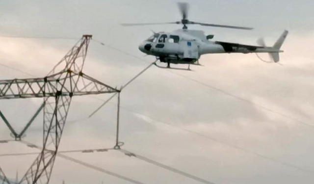 Bursa’da iletim hatlarına helikopterli bakım: Dikkat çeken anlar kamerada