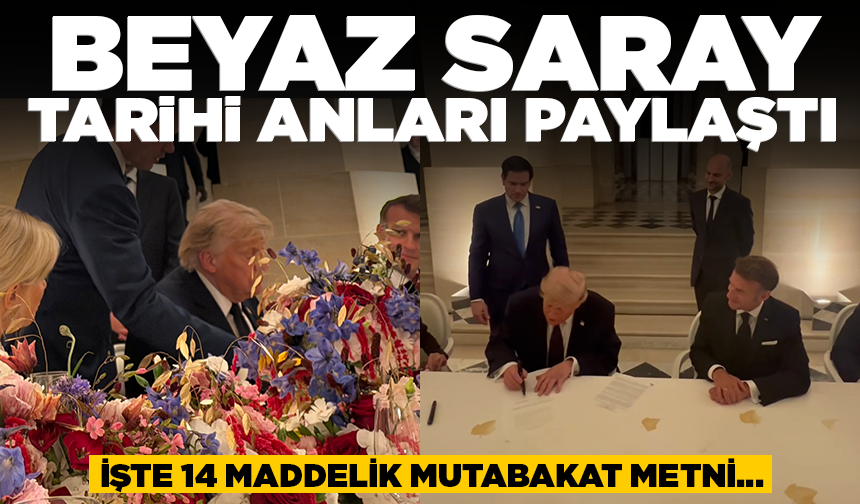 Beyaz Saray, Trump'ın İran anlaşmasını imzaladığı görüntüleri paylaştı! Macron da yanındaydı