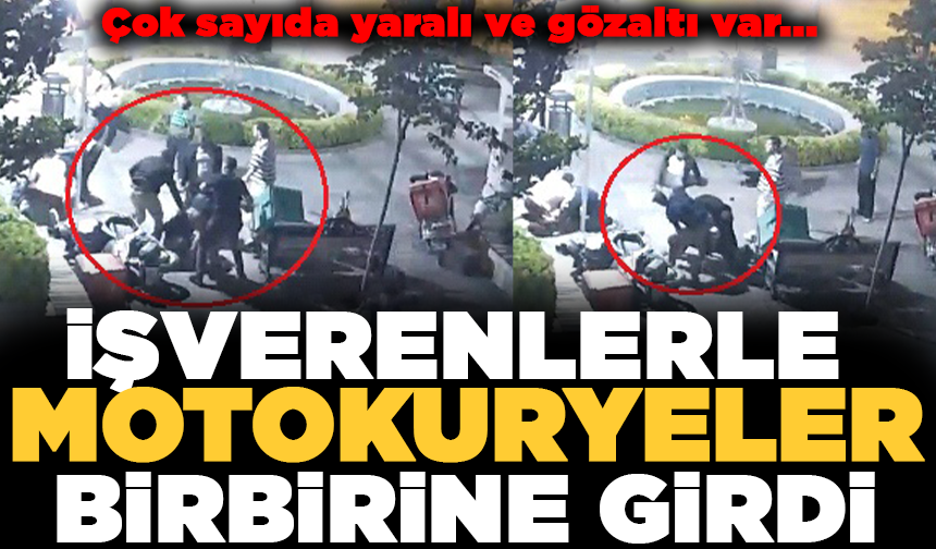 Bursa'da işverenler ile motokuryelerin kavgası kamerada: 10 gözaltı