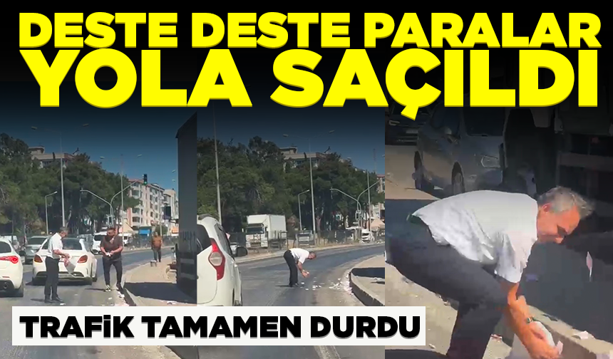 Deste deste paralar yola saçıldı, trafik tamamen durdu