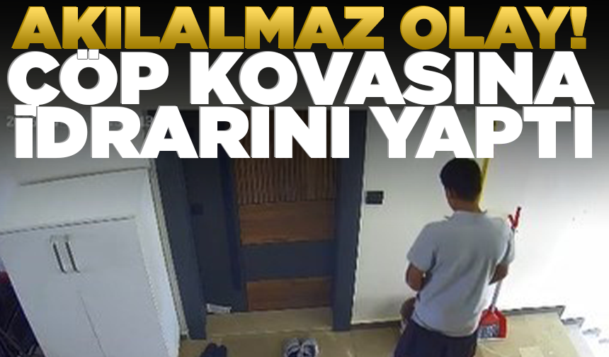 Bir şahıs, bina içerisindeki çöp kovasına idrarını yaptı