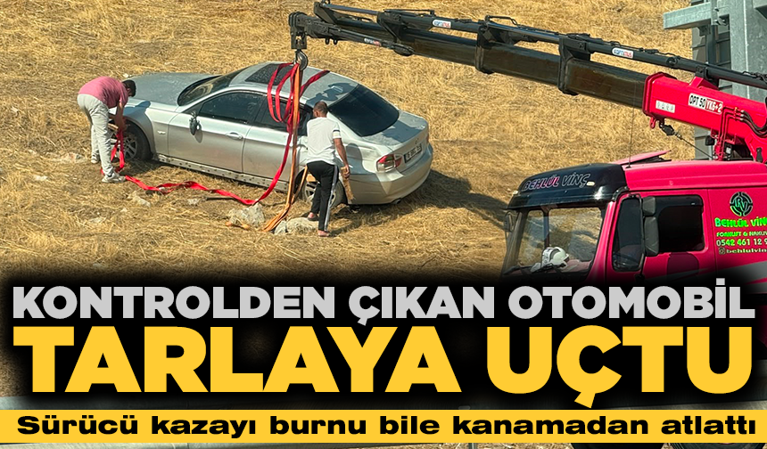Bursa'da otomobil bariyerleri aşarak tarlaya uçtu