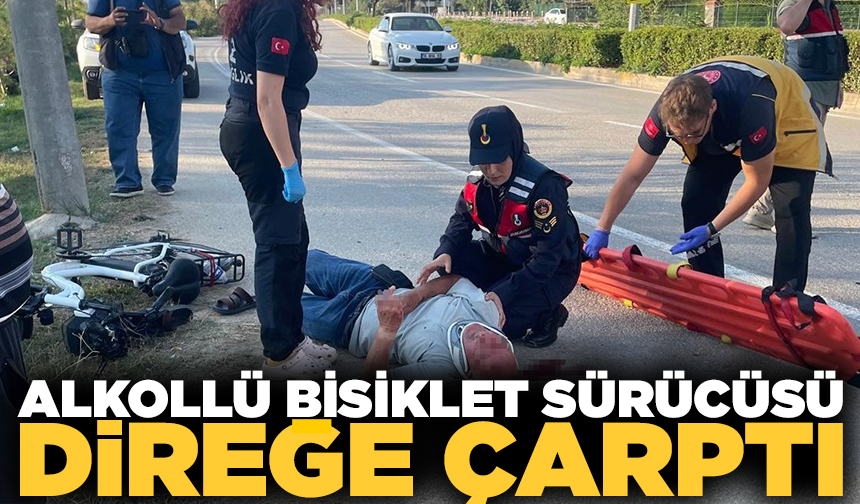 Bisiklet direğe çarptı, sürücü alkollü çıktı