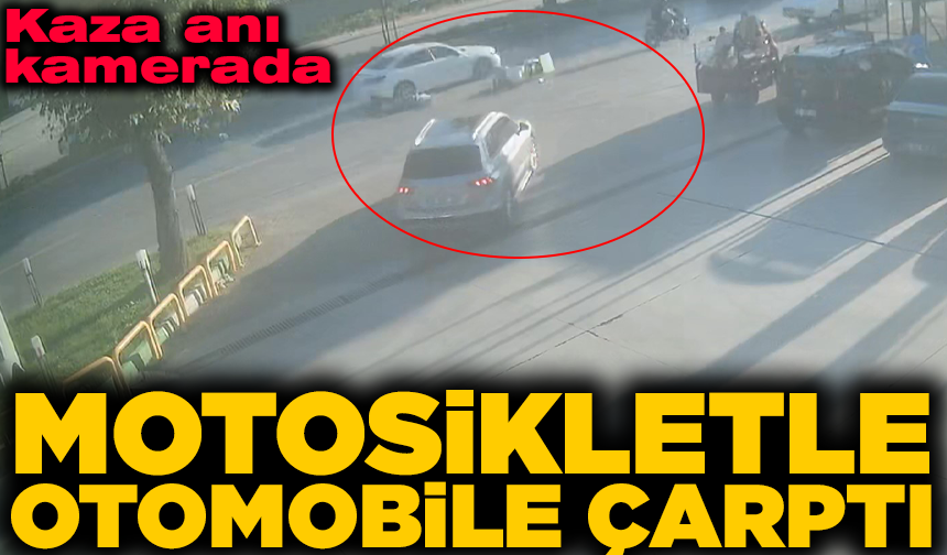 Direksiyon hakimiyetini kaybeden motosiklet otomobile çarptı