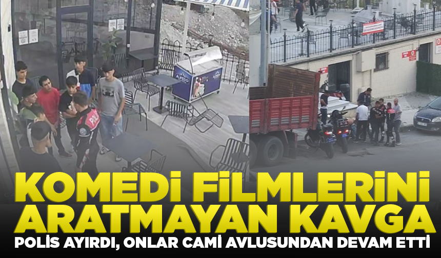 Komedi filmlerini aratmayan kavga: Polis ayırdı, onlar cami avlusundan devam etti