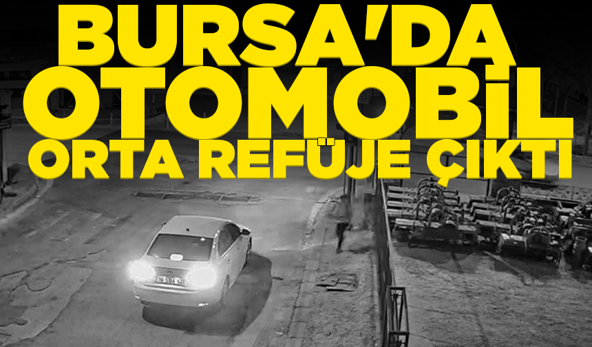 Bursa'da kontrolden çıkan otomobil orta refüje çıktı