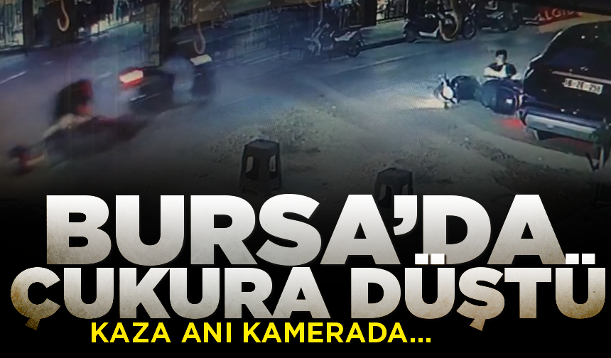 Bursa'da çukurda dengesini kaybeden motosikletli düştü