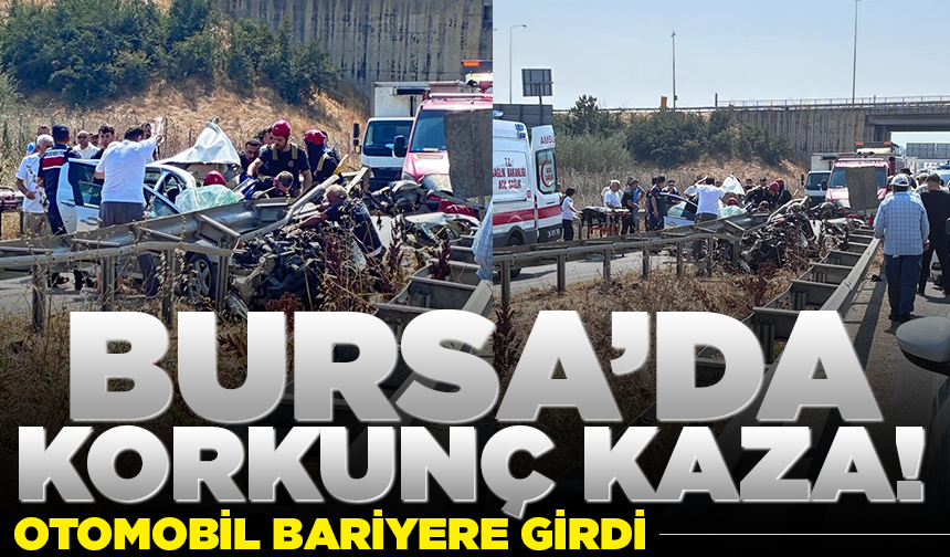 Bursa'da direksiyon hakimiyetini kaybeden otomobil bariyere girdi