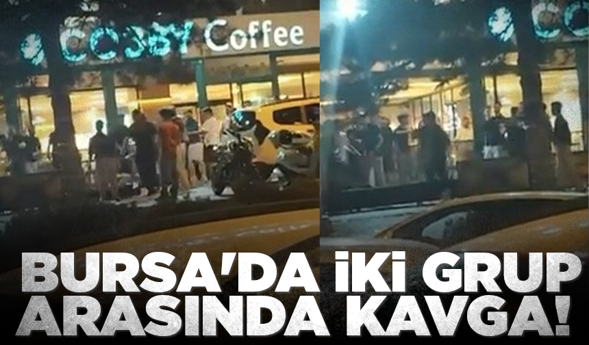 Bursa'da iki grup arasında kavga kamerada