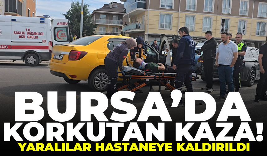 İnegöl'de taksi ile otomobil çarpıştı: 2 yaralı