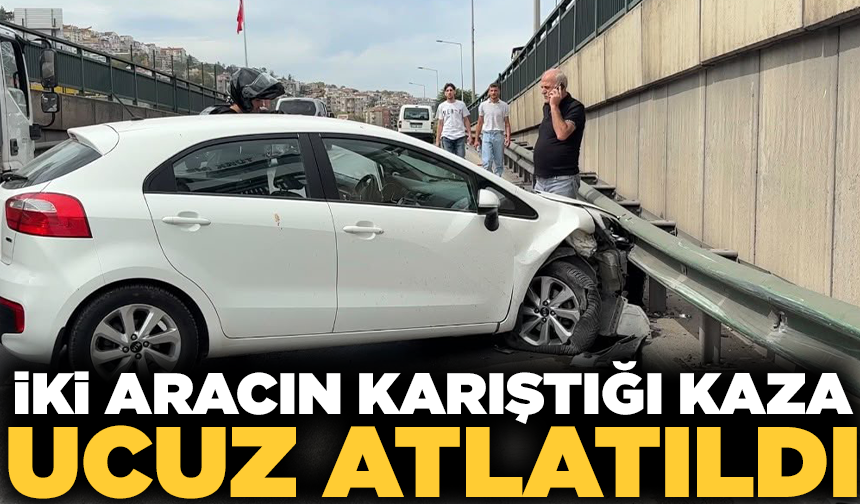 Bursa’da alt geçitte şerit değiştiren ticari araç otomobile çarptı