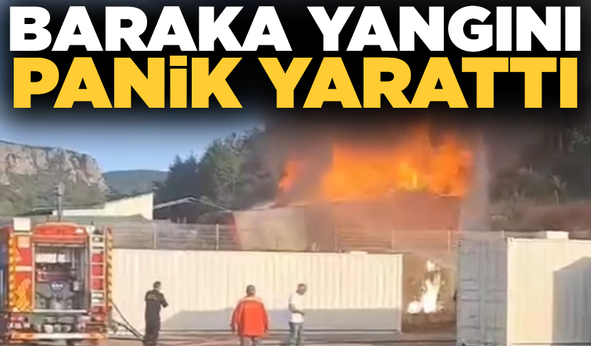 Tarlada bulunan barakada çıkan yangın korkuttu