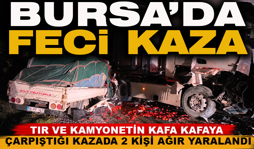 Tır ile kamyonet kafa kafaya çarpıştı: 2 ağır yaralı