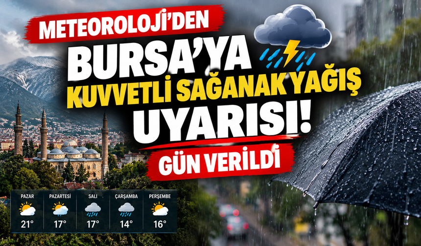 Meteoroloji'den Bursa'ya kuvvetli sağanak yağış uyarısı! Gün verildi (25 Ekim 2026 hava durumu)
