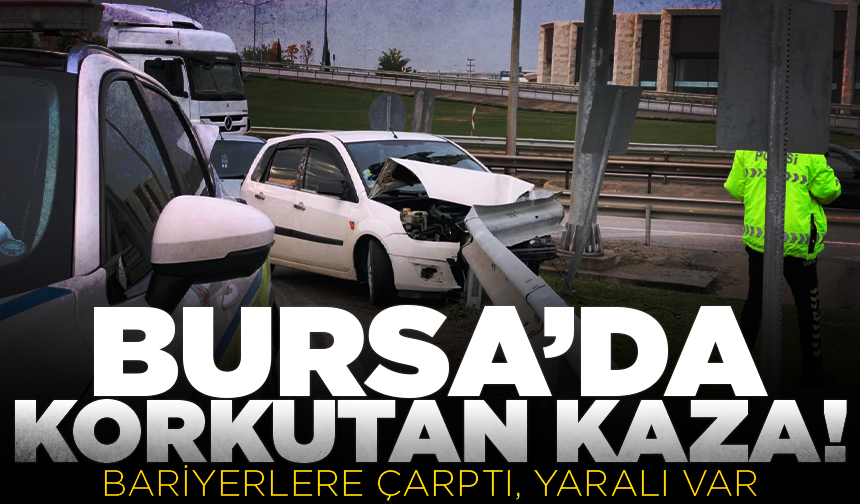 İnegöl'de otomobil bariyerlere çarptı: 1 yaralı