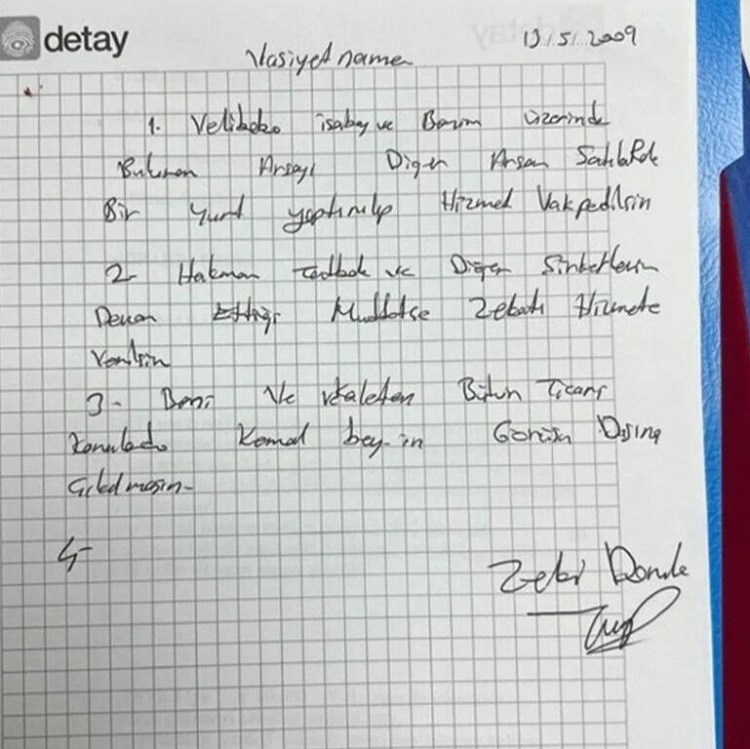 Hakmar Ve Tatbakin Sahibi Zeki Dorukun Kasasindan Vasiyetnamesi Cikti Her Seyini Feto Elebasi Gulene Birakmis 17527610986042 1